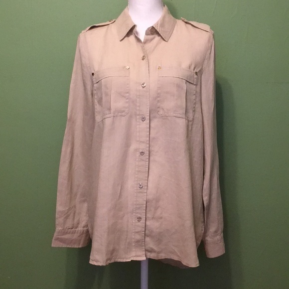 MICHAEL Michael Kors Tops - Michael Kors tan linen shirt with pockets